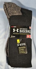 Under Armour UA OTC Baseball Heat Gear Socks XL FITS SIZE 13-15 Black, Wicks
