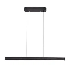 39" Black Linear Pendant Light Wooden Led Modern Linear Chandelier Ceiling Ha...