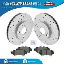 For Scion IA Toyota Yaris iA 2017-2018 Front Drilled Rotors Ceramic Brake Pads