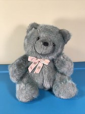 Vintage America Wego 9.5" Silky Gray blue highlights Sitting Teddy Bear Plush