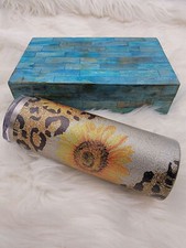 20 OZ Stainless steel Glitter Sunflower and Cheetah Print