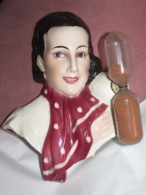 Antique Rare Germany Hourglass Timer pretty lady figurine As Is