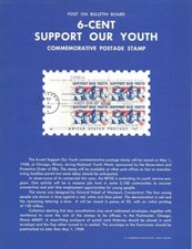 #1342 6c Support Our Youth Stamp Poster- Unofficial Souvenir Page Flat HC on PB4