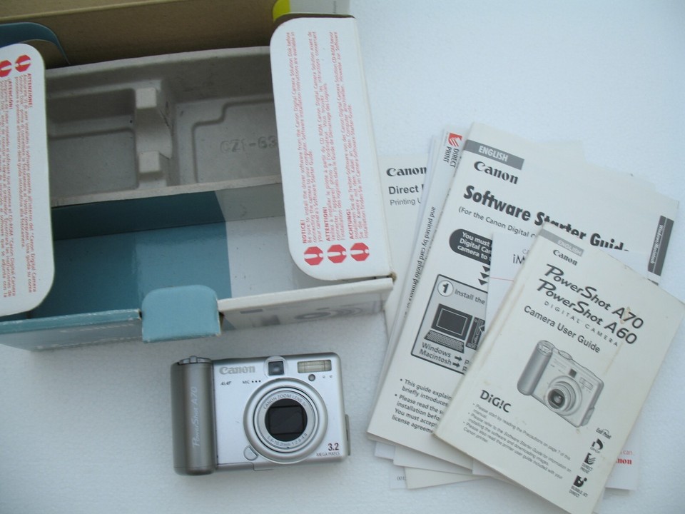 CANON POWERSHOT A70 COMPACT DIGITAL CAMERA WITH BOX/MANUALS FAULTY 3