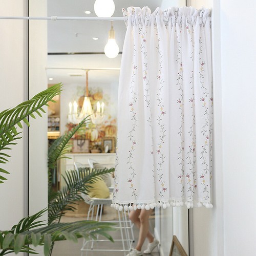 White Half Curtain for Cafe Valance Curtain Window Drape Kitchen Door Bathroom - 第 10/18 張圖片
