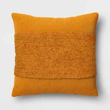 NWT THRESHOLD Cotton Tufted Square Gold Throw...