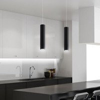 Decken Pendel Lampe Schwarz 2-Flammig HäNge Leuchte Stahl Ess Zimmer Beleuchtung