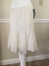 198 NWT LAUREN RALPH LAUREN Sz6 LACE FLARED ASYMMETRIC SKIRT PEARL