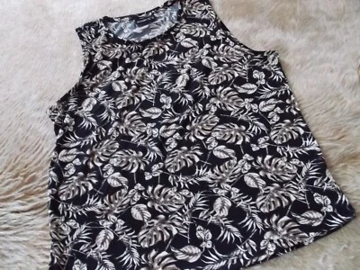 Janina Damen Shirt Gr.44 Schwarz Blumig ärmellos Top ansehen !! - Bild 1 von 4