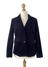 White Stuff Ladies Navy Blue Velvet Jacket Blazer Uk 12