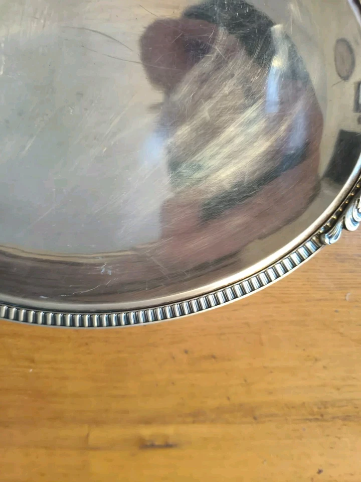 Bouillet Bourdelle plat en métal argenté modèle godronné acanthe pieds coquilles - Photo 4/4