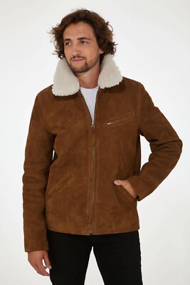  NEW  SCHOTT NYC LC952S Suede Leather Trucker Sherpa Bomber Jacket RUST M