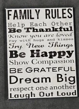 Family Rules wood decorative