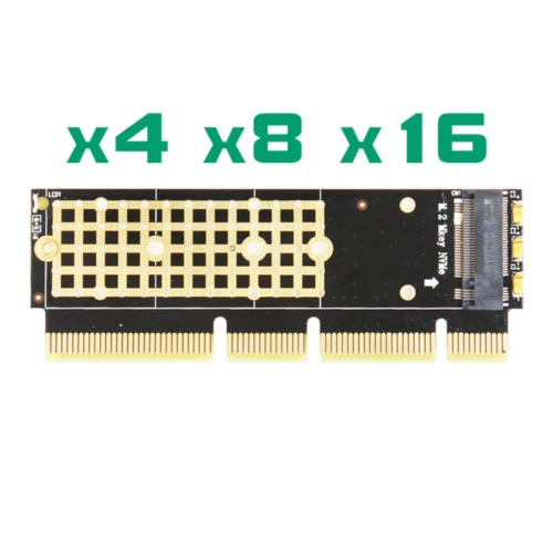 M.2 NVME SSD Adapter Card PCI-E 4.0 X4 X8 X16 M Key Interface + Heatsink - Image 2 of 4