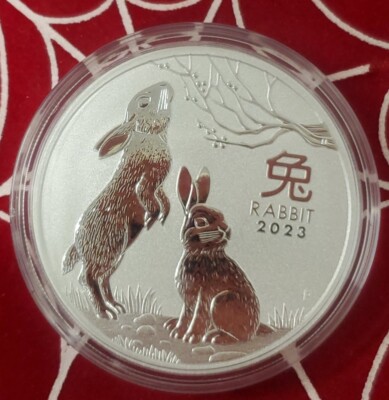 2023 Australia Lunar Year of the RABBIT 1 Oz  .9999 silver Coin  Lucky Bunny
