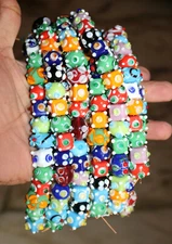 5 Strands Lamp Work Glass Beads, Multi shape fashion beads for jewelry making.