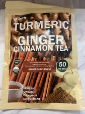 50 Premium Turmeric Ginger Cinnamon Tea Bags, 100 Natural No Additive Support