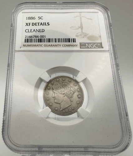 1886 Liberty V Nickel NGC XF DETAILS CLEANED KEY YEAR AND HIGH GRADE