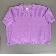 Blair Sweater Women's Size 2XL Purple Textured Knit Cropped Short Sleeve