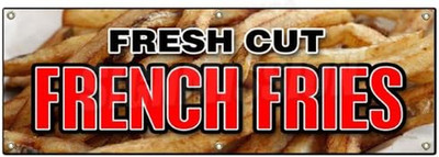 72'' Fresh Cut French Fries Banner Sign Frys Crispy Hot Potato FF Made Chips Stea