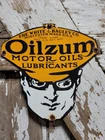 VINTAGE OILZUM HONDA PORCELAIN SIGN OLD