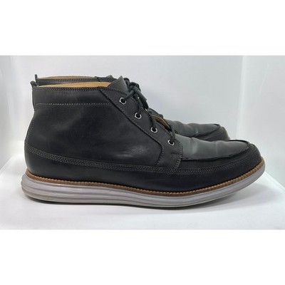 Cole Haan Black Leather Grand OS Chukka Boots Men display picture 2