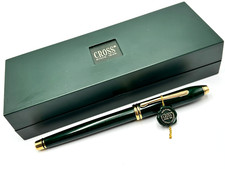 NICE VINTAGE c1990 CROSS USA TOWNSEND GREEN MARBLE LACQUER FOUNTAIN PEN 14K M