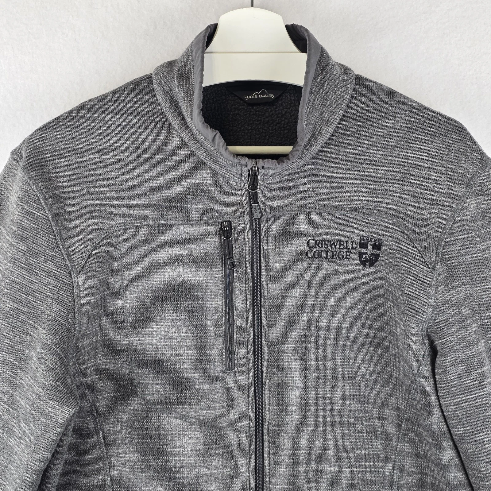 Criswell College Eddie Bauer Grey Fleece Full Zip Jacket Outerwear Unisex Large