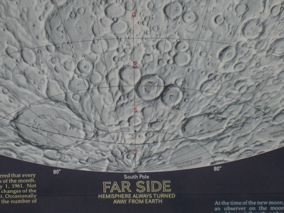 1969 Lunar Landing Map EARTH'S MOON Apollo Mission NASA Index Craters Mountains - Image 4 of 4