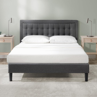 #ad ZINUS DACHELLE UPHOLSTERED PLATFORM BED FRAME MATTRESS FOUNDATION DARK GRAY $155.26