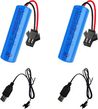 2Pack 3.7V 500Mah Rechargeable Battery SM-2P Plug with USB Charger 3.7 Volt Rech