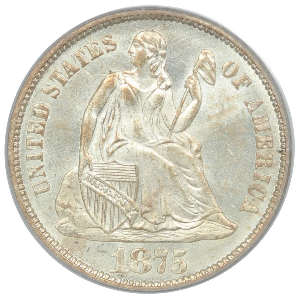 1875-CC 10C PCGS/CAC MS65 (Mintmark Below) - Liberty Seated Dime - Image 3 of 4