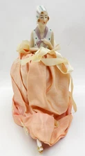 ART DECO 1920'S GERMAN PORCELAIN FLAPPER LADY HALF DOLL PINCUSHION WITH LEGS