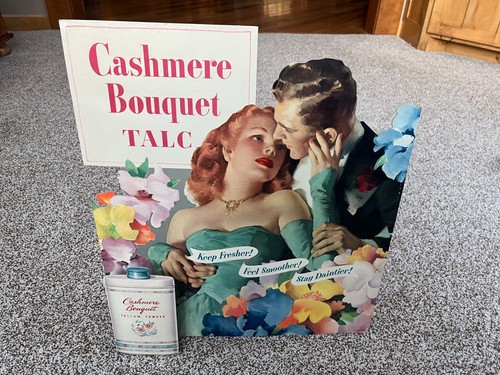 Very Rare 1946 Talcum Powder Counter Top Advertising Display Sign, Beautiful pc