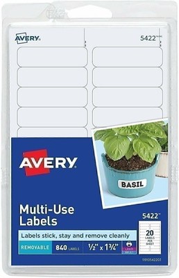Avery Self-Adhesive Removable Labels, 0.5 x 1.75 Inches, White, 840 per Pack...