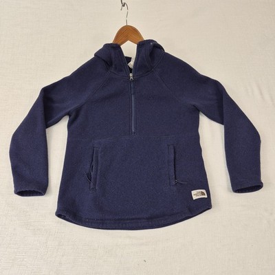 The North Face Womens Navy Half-Zip Fleece Hoodie Pullover Size S