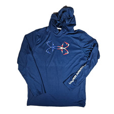 Under Armour Hoodie Shirt Blue Patriotic Flag Logo Men's Size Large Freedom