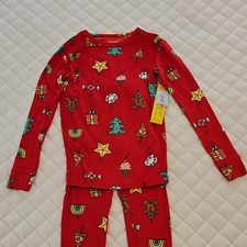 Cat  Jack New Girls Pajama Set Sz 14 Red Christmas Holiday Designs Super Soft