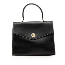 Celine Logo Handbag Black Leather Women s CELINE Used From Japan