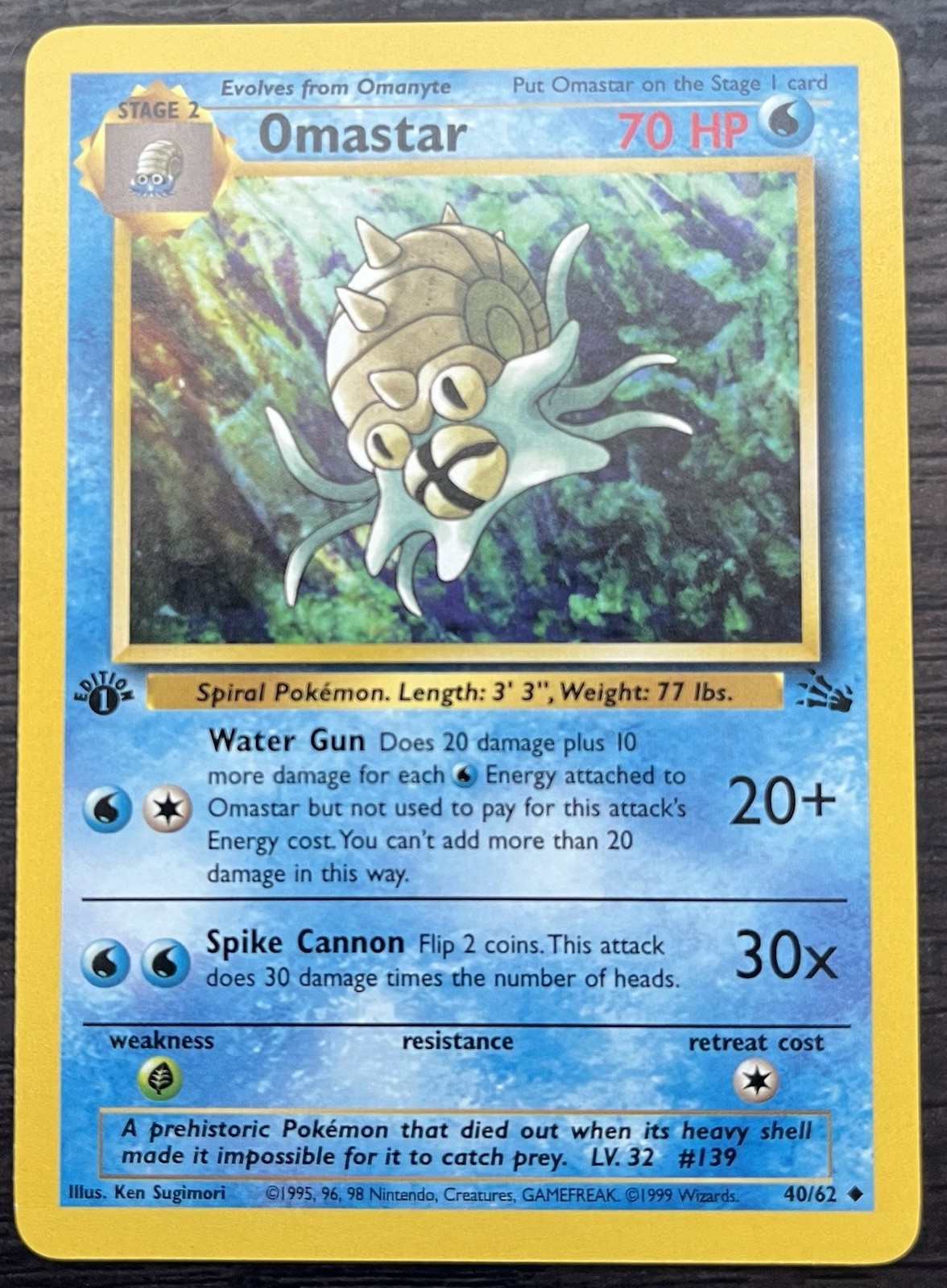 Omastar 40/62 Pokemon TCG Base Set Fossil Uncommon MINT NM