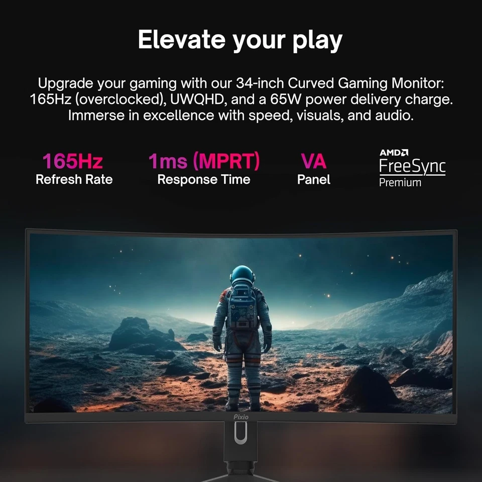 PXC348C 34 inch 144Hz UWQHD 3440 x 1440 Ultrawide USB-C Displayport 65W Charging - Image 4 of 4