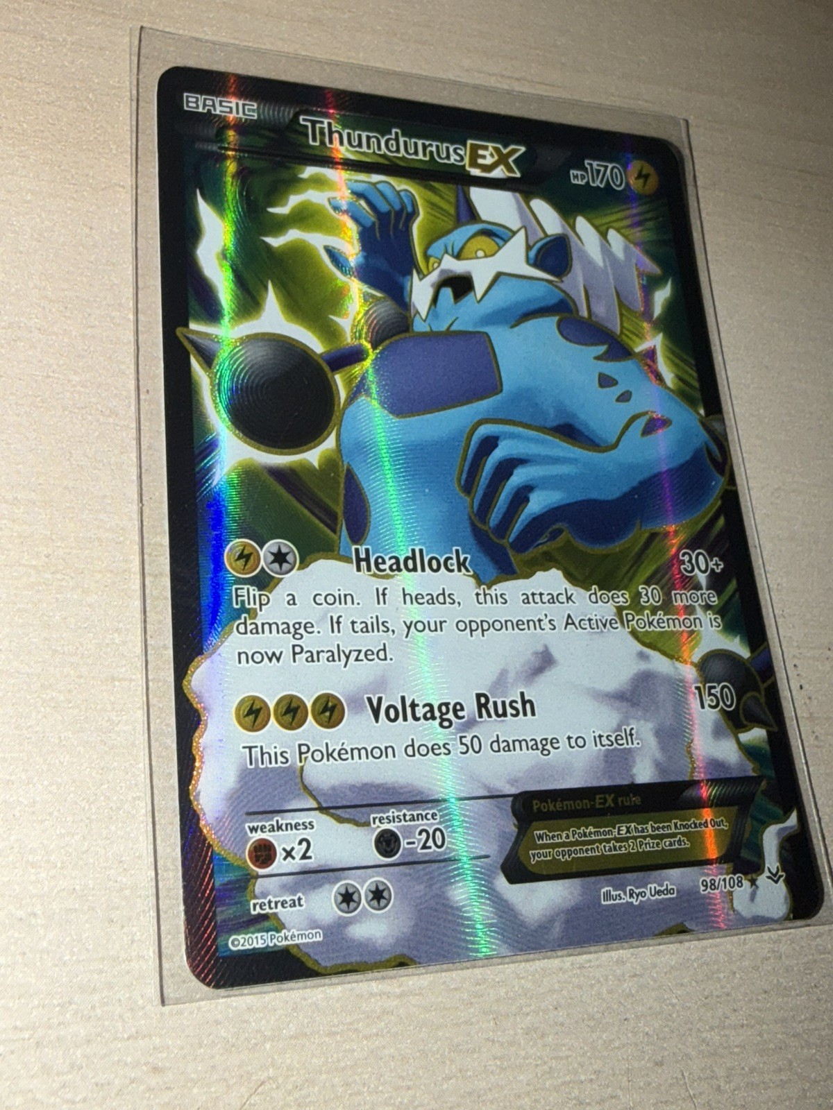 Thundurus EX 98/108 Roaring Skies Holo Full Art