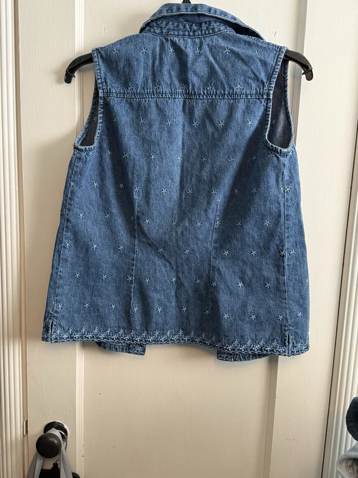 Chaleco vaquero Style & Co para mujer talla S azul chaqueta de motociclista sin mangas al aire libre Foto 4 de 4