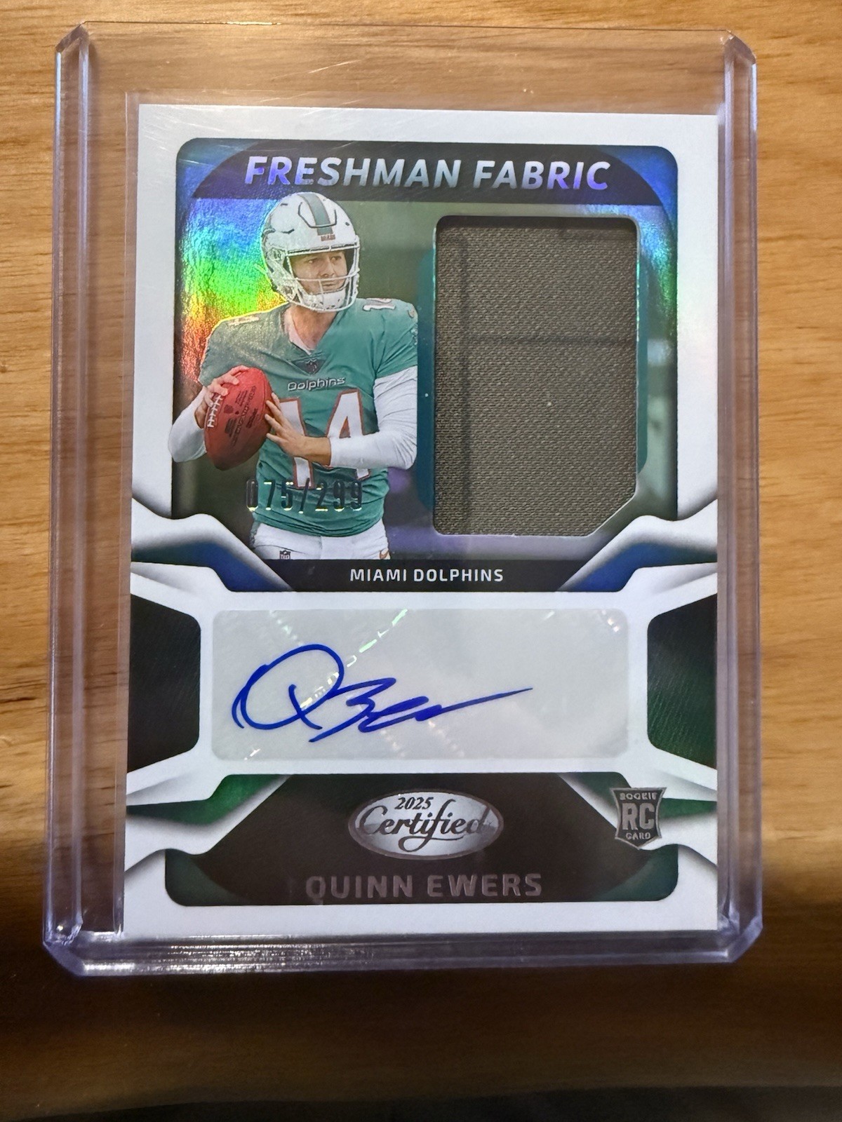 2025 Certified Quinn Ewers Freshman Fabric Patch Auto /299 Dolphins