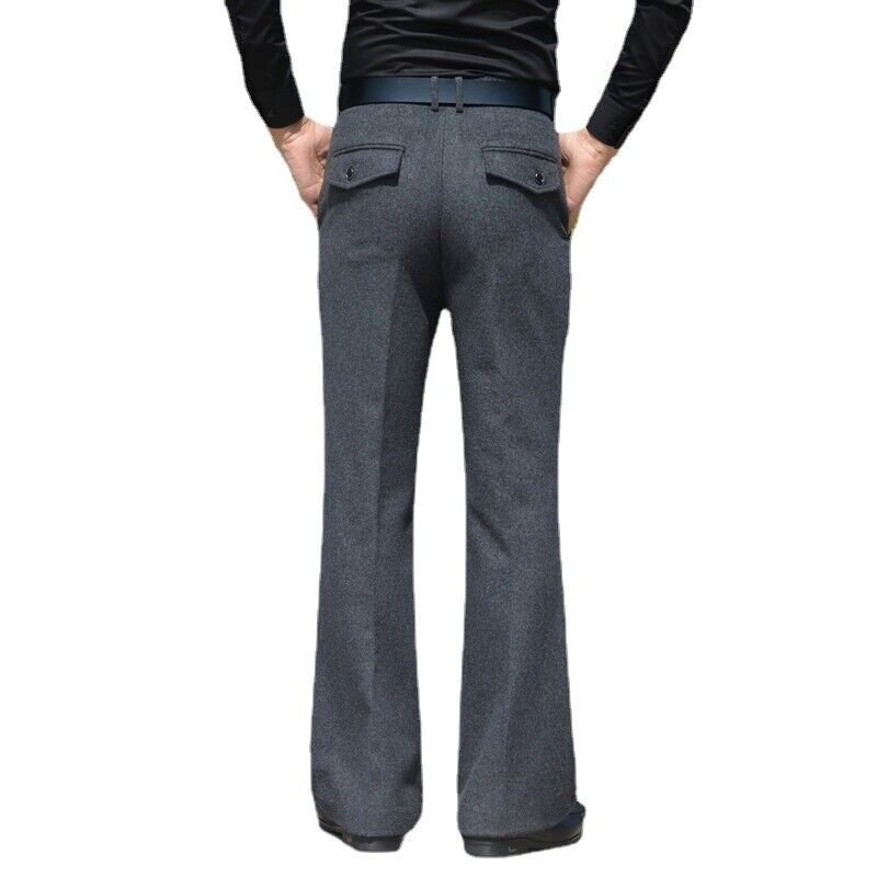 Men Wool Flared Pants Retro 60s 70s Bell Bottom Trouser Men Wool Flared Pants Retro 60s 70s Bell Bottom Trouser
