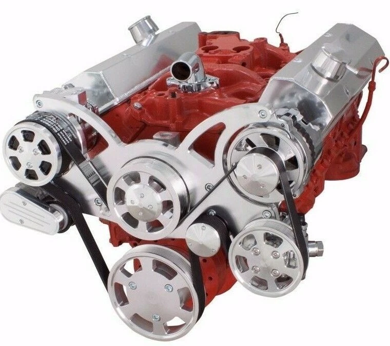 Kit de conversión de polea serpentina SBC bloque pequeño Chevy 350 AC A/C SWP aire Foto 4 de 4