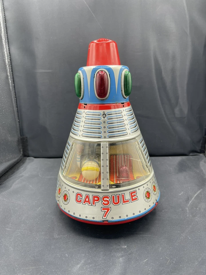 Robot astronauta de hojalata Masudaya Japón años 60 cápsula a batería 7 juguete espacial Foto 4 de 4