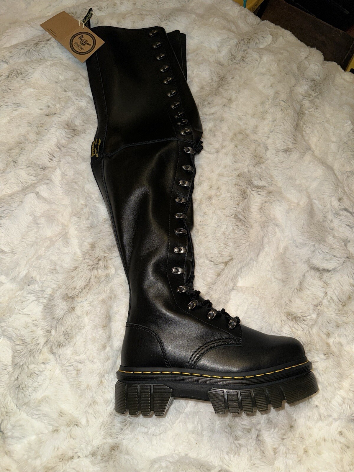 Dr. Martens Audrick 22-Eye Extreme Black Nappa Leather Thigh Boots EU 38 US 7 image 9