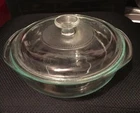 Vintage Pyrex 2 QT Clear Glass Round Casserole Dish 024 22 with Pyrex Lid 32 G1C