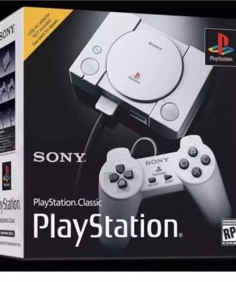 SONY PlayStation Classic Retro Console, 2 Controllers, in hand